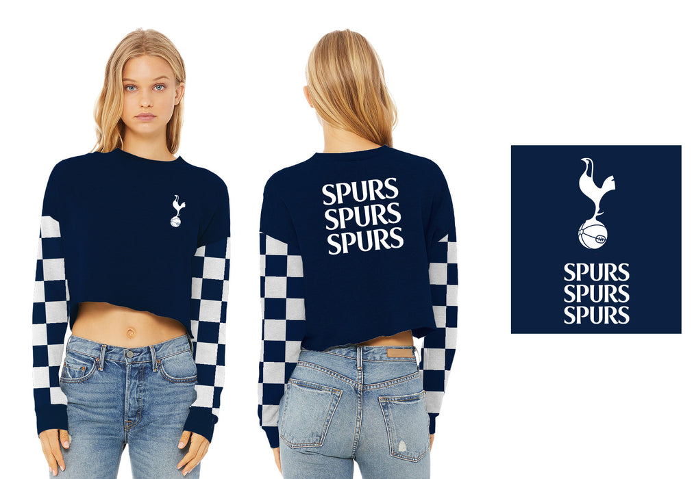 Tottenham Women Navy Cropped Crew Neck With Color Block