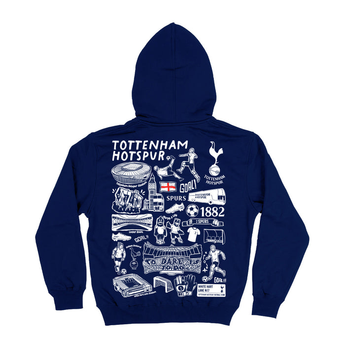 Tottenham Hotspur Woman's Navy Fleece Long Sleeve Hoodie