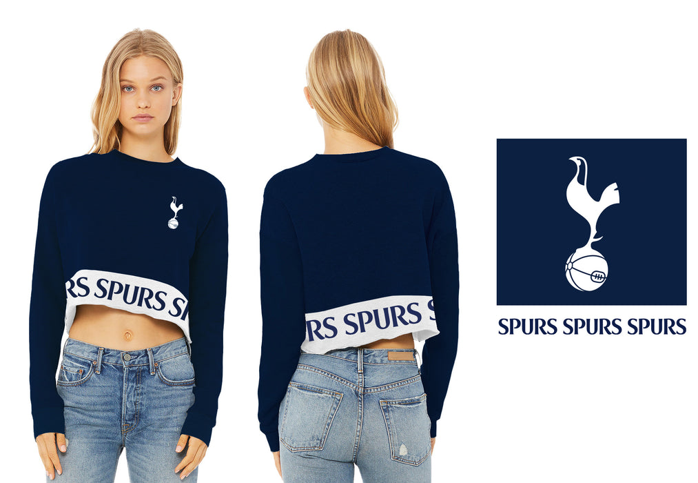 Tottenham Vive La Fete Women Navy Cropped Crew Neck With Color Block Desing V1