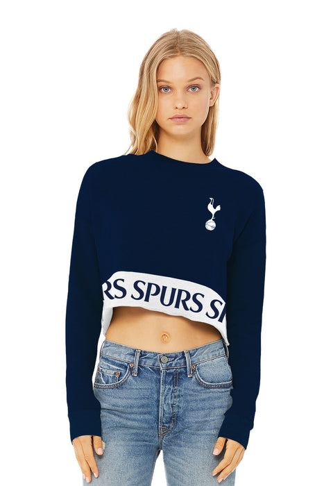 Tottenham Vive La Fete Women Navy Cropped Crew Neck With Color Block Desing V1