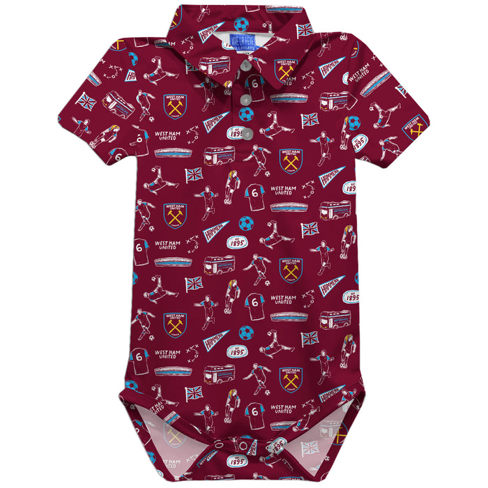 West Ham United Vive La Fete Impressions Artwork Polo Bodysuit - Maroon