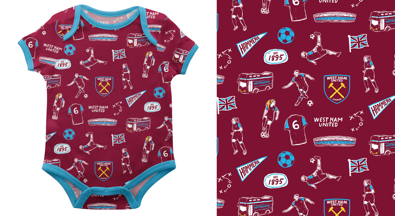 West Ham United Impressions Artwork Bodysuit - Maroon