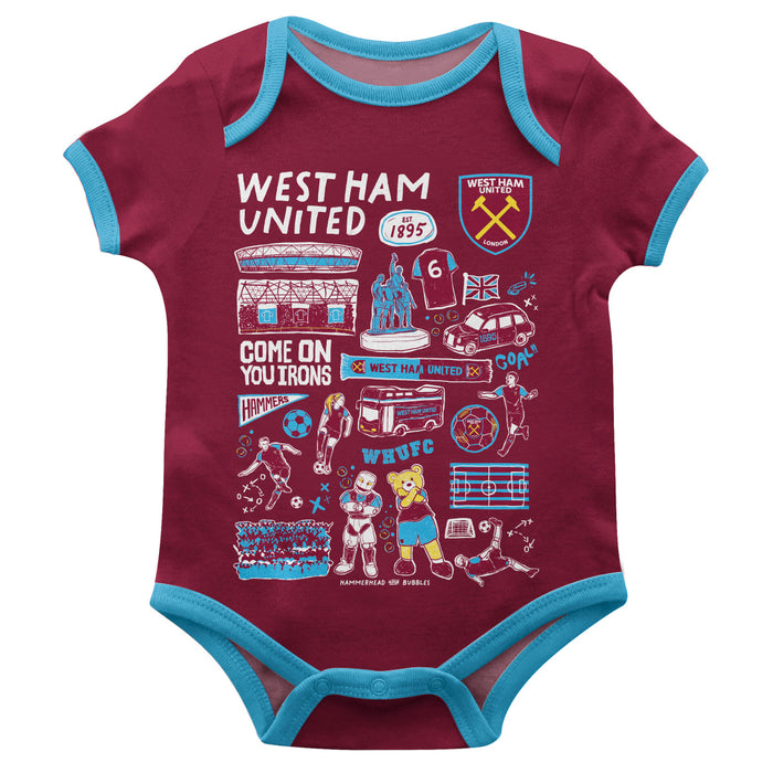 West Ham United Vive La Fete Impressions Artwork Bodysuit - Maroon