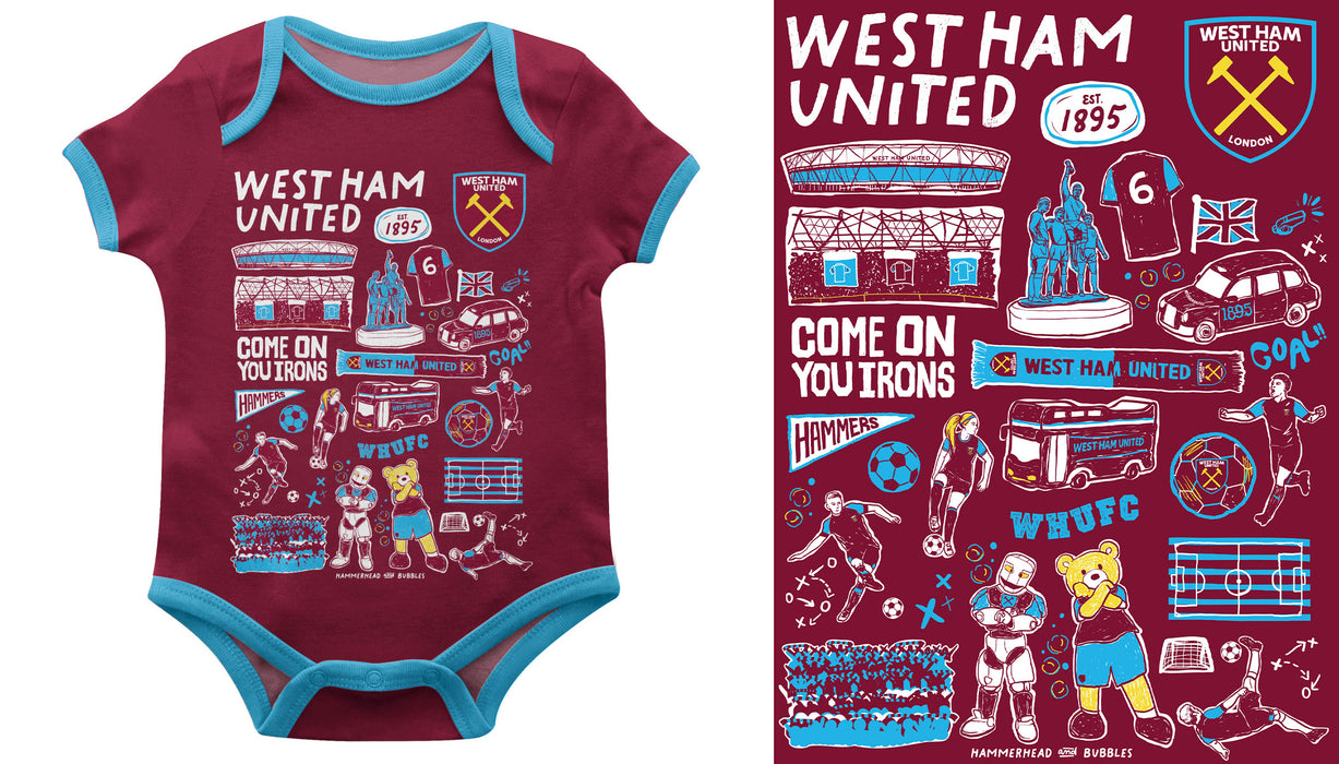 West Ham United Vive La Fete Impressions Artwork Bodysuit - Maroon