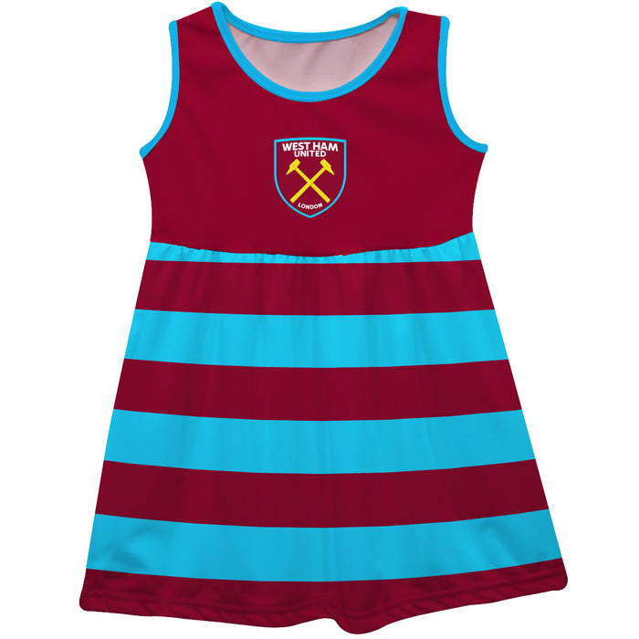 West Ham United Vive La Fete Girls Striped Tank Top Dress - Maroon