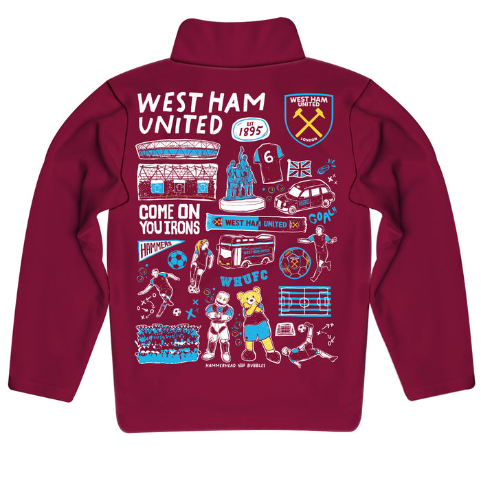 West Ham United Impressions Artwork Maroon Quarter Zip Pullover