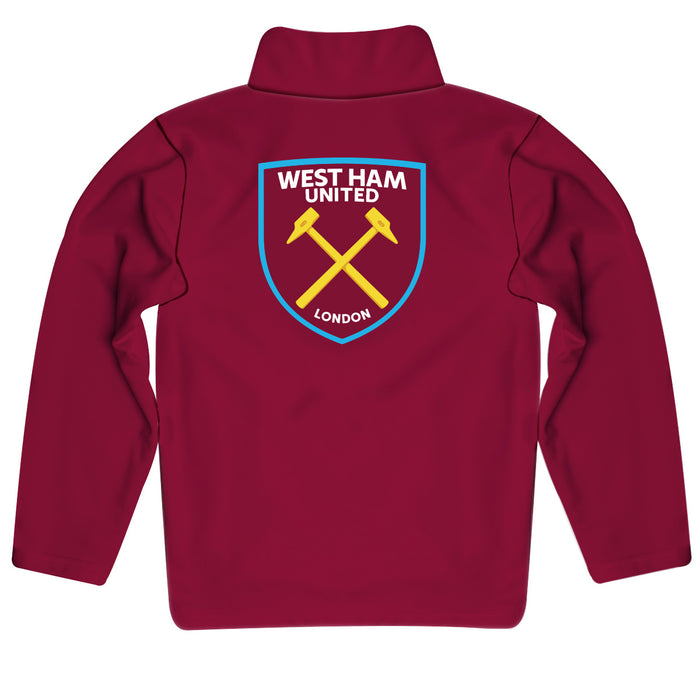 West Ham United Game Day Maroon Quarter Zip Pullover Logo On Chest On Back.