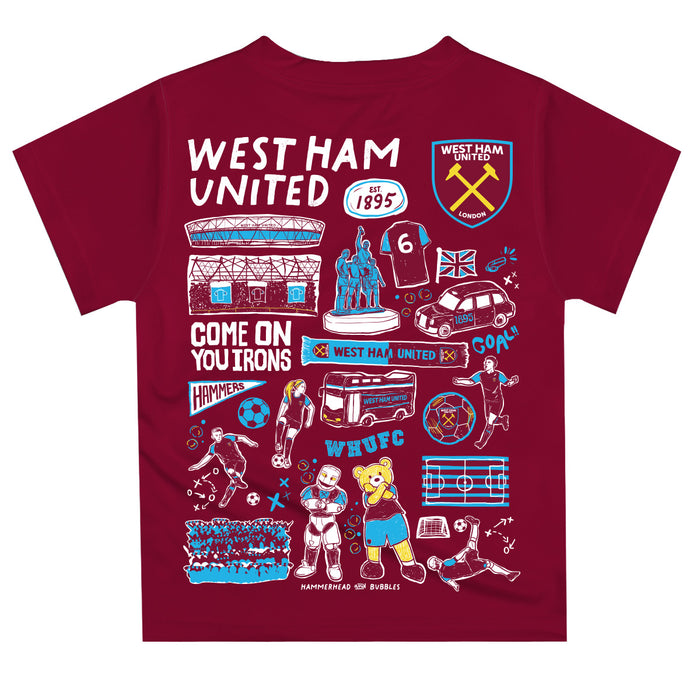 West Ham United Vive La Fete Impressions Artwork T-Shirt - Maroon