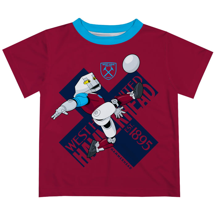 West Ham United Vive La Fete Hammerhead Kicking The Ball T-Shirt - Maroon