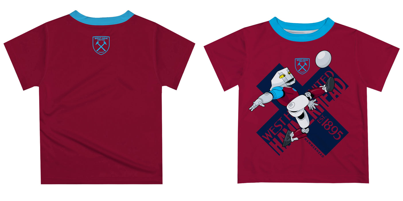 West Ham United Vive La Fete Hammerhead Kicking The Ball T-Shirt - Maroon