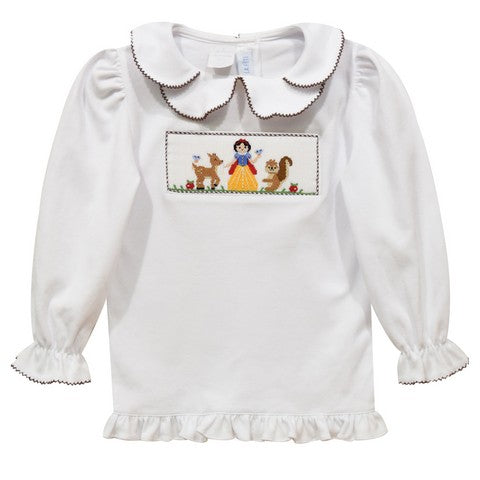 Forever Friends Smocked White Knit Long Sleeve Petal Blouse