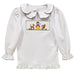 Forever Friends Smocked White Knit Long Sleeve Petal Blouse