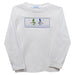 Snowman Smocked White Knit Long Sleeve Boys Tee Shirt