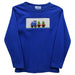 Christmas Train Smocked Royal Blue Knit Long Sleeve Boys Tee Shirt