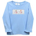 Snowman Smocked Light Blue Knit Ruffle Long Sleeve Girls Tee Shirt