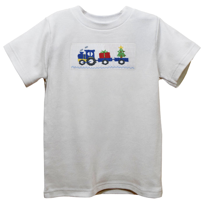 Chistmas Tree White Knit Short Sleeve Boys Tee Shirt