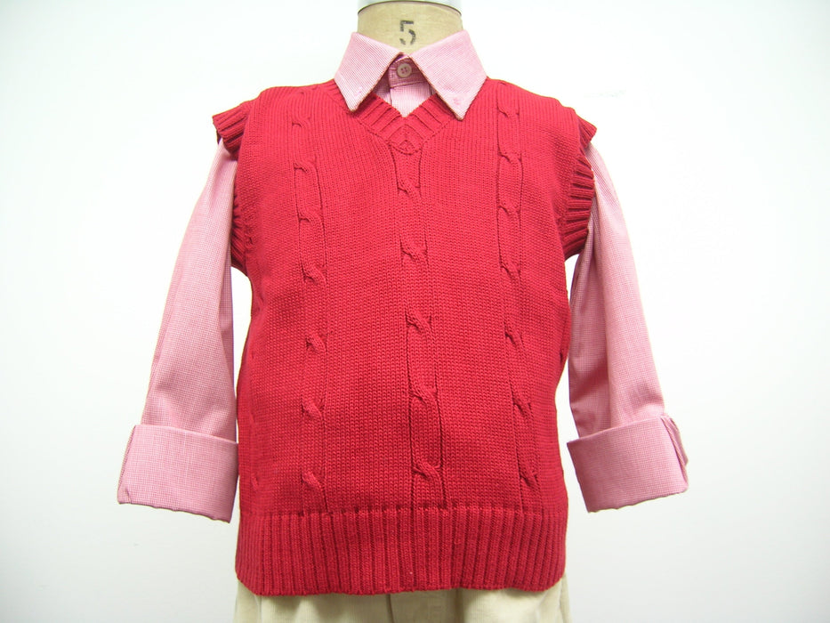 Cable Red Sweater Vest - Vive La Fête - Online Apparel Store