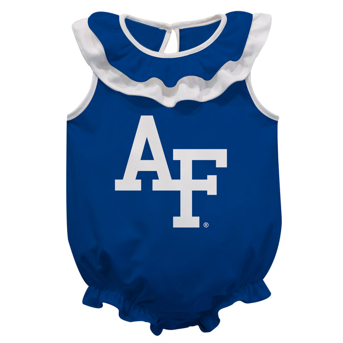 US Airforce Falcons Blue Sleeveless Ruffle Onesie Logo Bodysuit