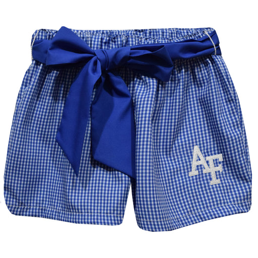 US Airforce Falcons Embroidered Royal Gingham Girls Short with Sash