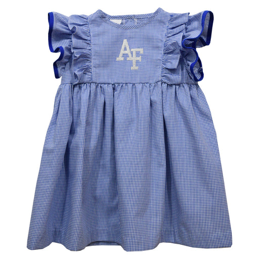 US Airforce Falcons  Embroidered Royal Gingham Ruffle Dress