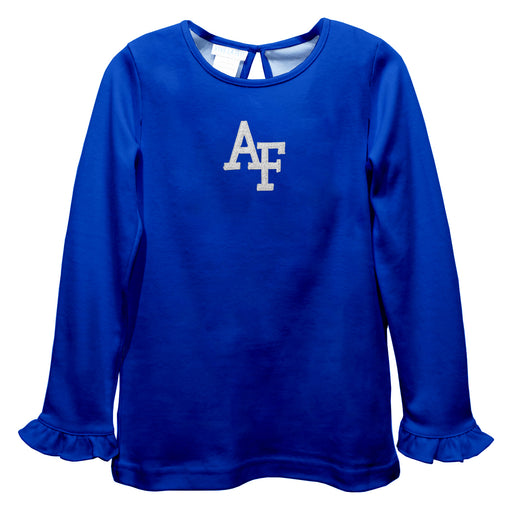 US Airforce Falcons Embroidered Royal Knit Long Sleeve Girls Blouse
