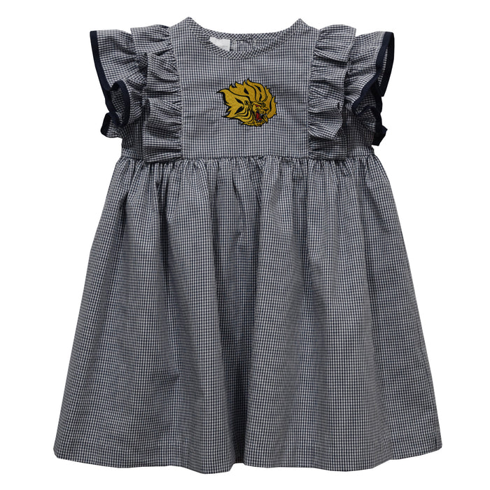 UAPB Golden Lions Embroidered Black Gingham Ruffle Dress