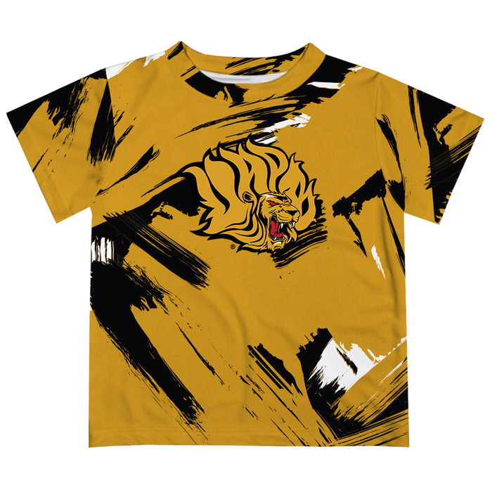 UAPB University of Arkansas Pine Bluff Golden Lions Vive La Fete Boys Game Day Gold Short Sleeve Tee Paint Brush