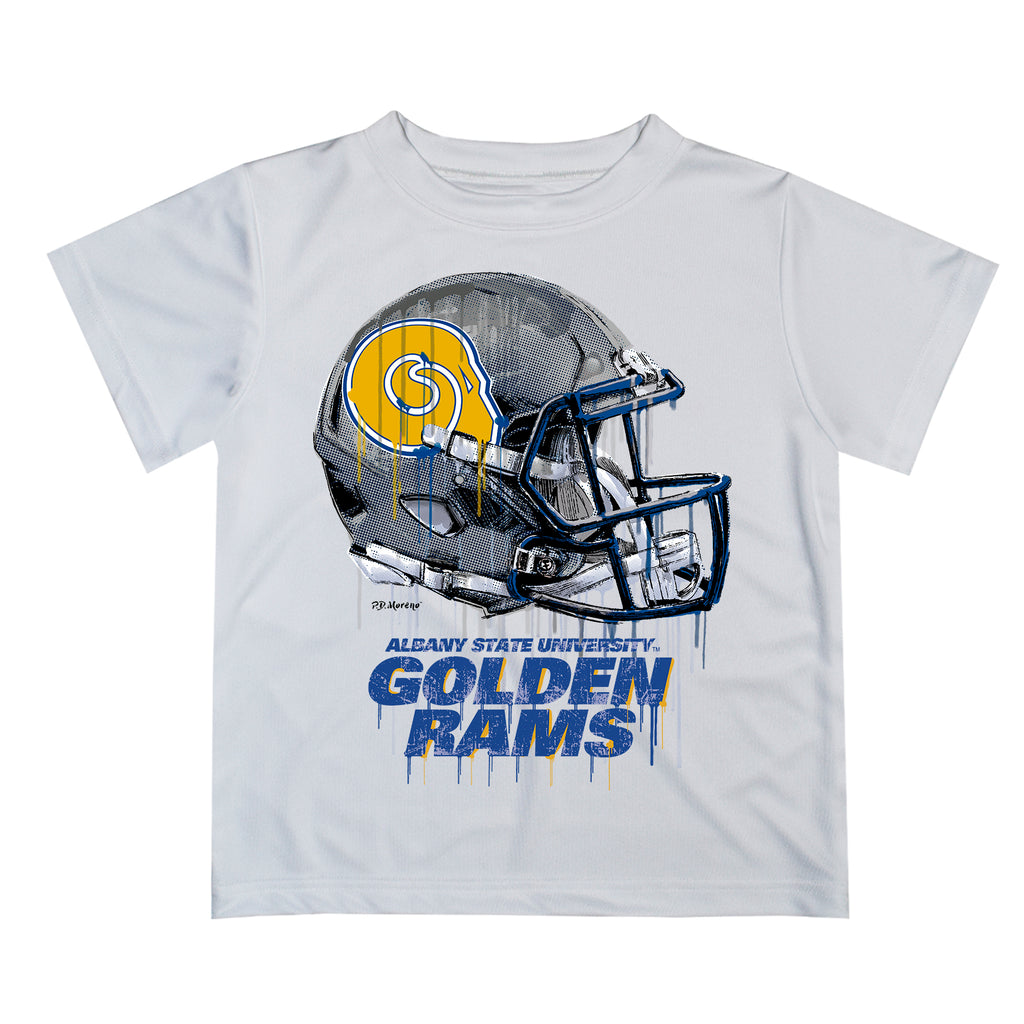 Albany State Rams ASU Original Dripping Football Helmet White T