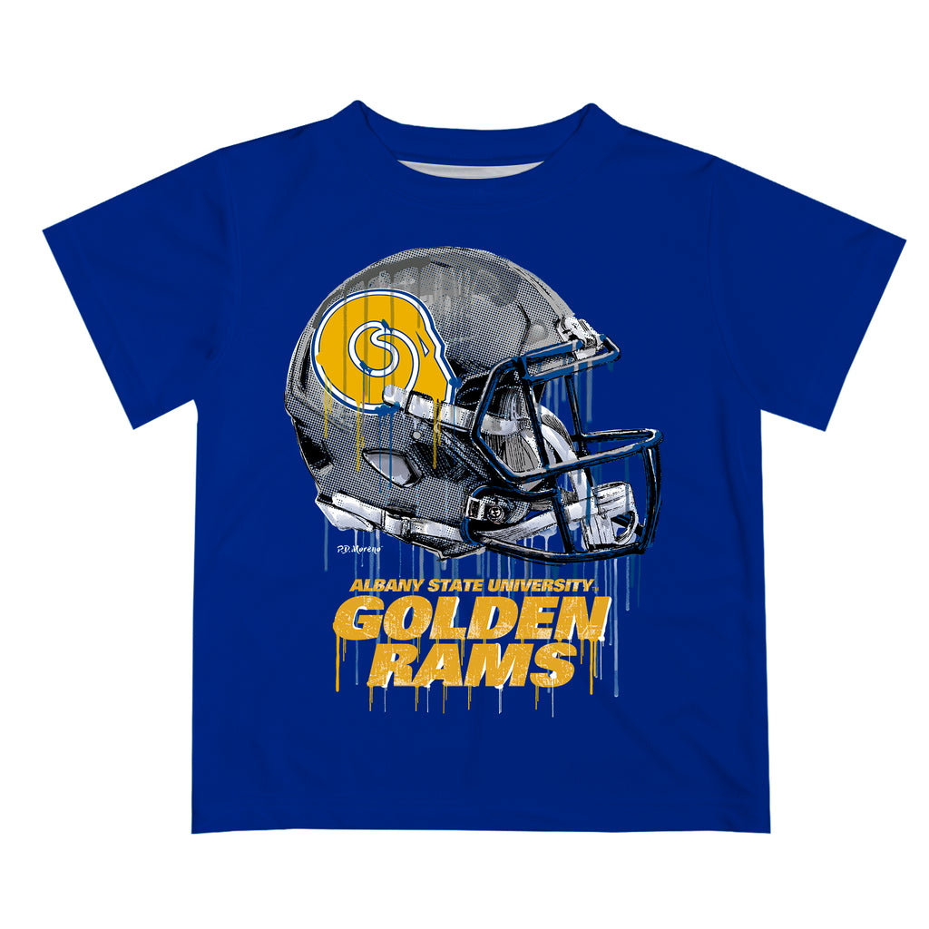 Albany State Rams ASU Original Dripping Football Helmet White T