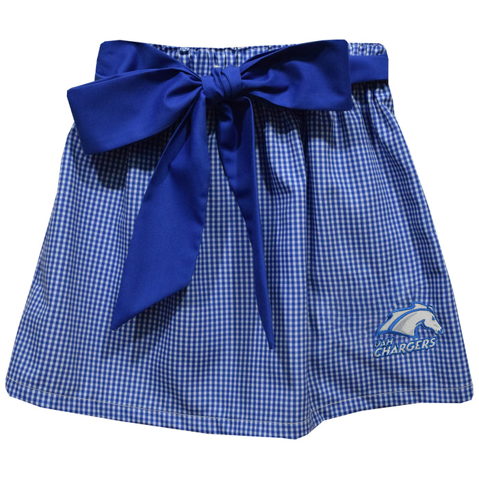 UAH Chargers Embroidered Royal Gingham Skirt with Sash