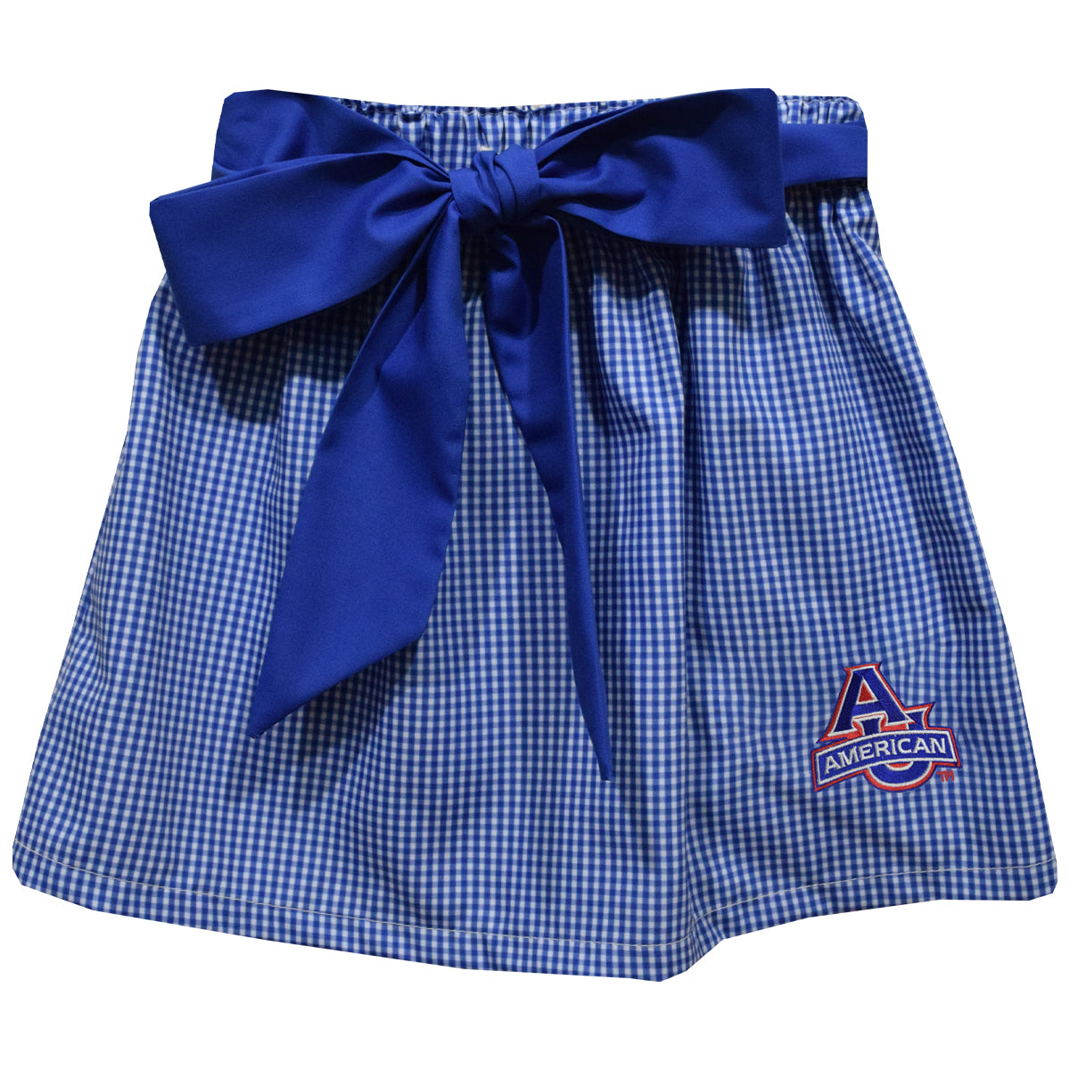 American University Eagles Embroidered Royal Gingham Skirt With