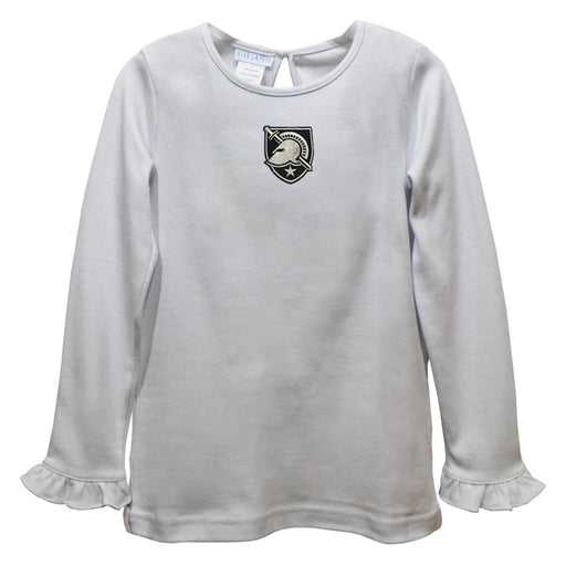 US Military ARMY Black Knights Embroidered White Knit Long Sleeve Girls Blouse