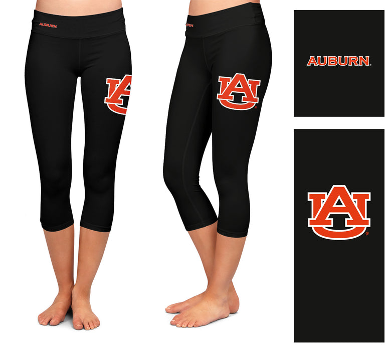 Auburn Tigers Vive La Fete Game Day Collegiate Large Logo on Thigh and  Waist Girls Black Capri Leggings