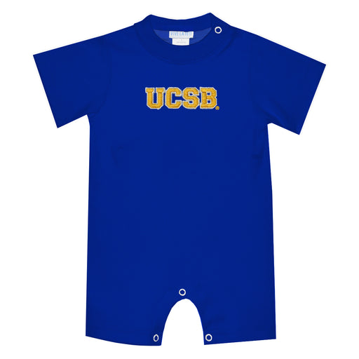 UC Santa Barbara Gauchos UCSB Embroidered Royal Knit Short Sleeve Boys Romper