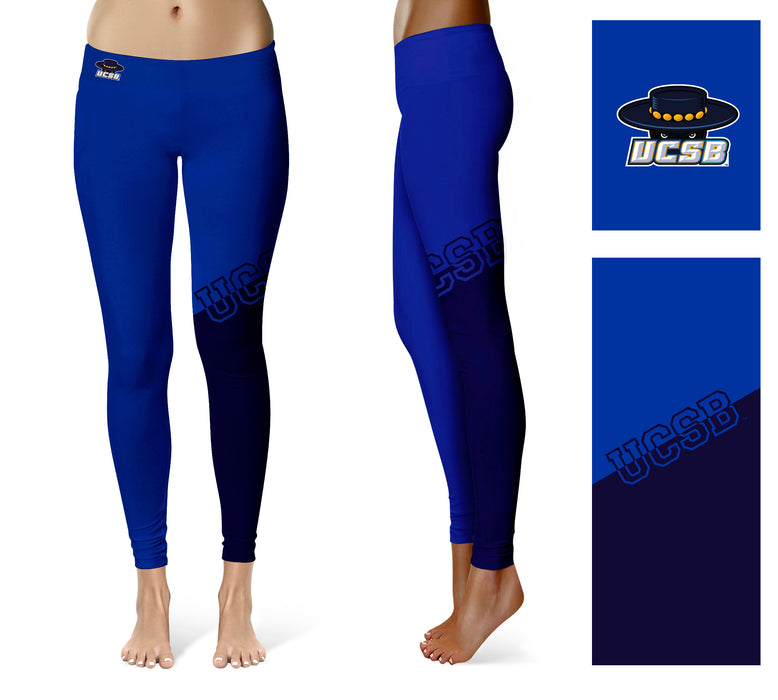 UC Santa Barbara Gauchos Vive La Fete Women's Plus Size Color Block Yoga  Leggings - Blue/Navy