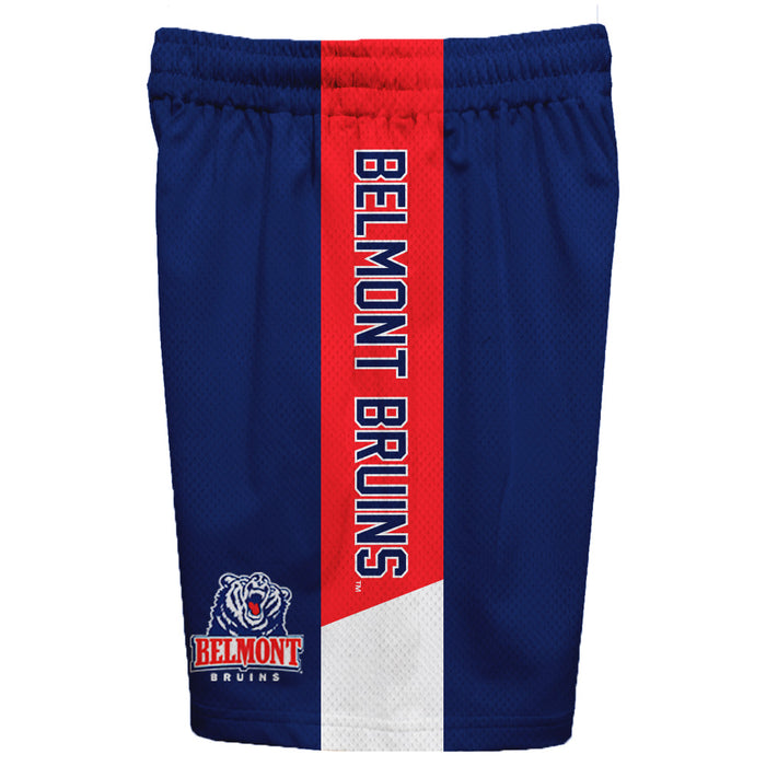 Belmont Bruins Vive La Fete Game Day Blue Stripes Boys Solid Red Athletic Mesh Short - Vive La Fête - Online Apparel Store