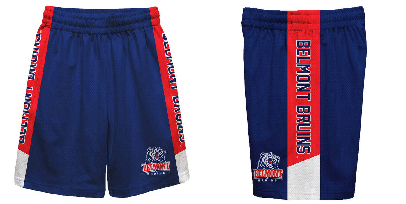 Belmont Bruins Vive La Fete Game Day Blue Stripes Boys Solid Red Athletic Mesh Short - Vive La Fête - Online Apparel Store