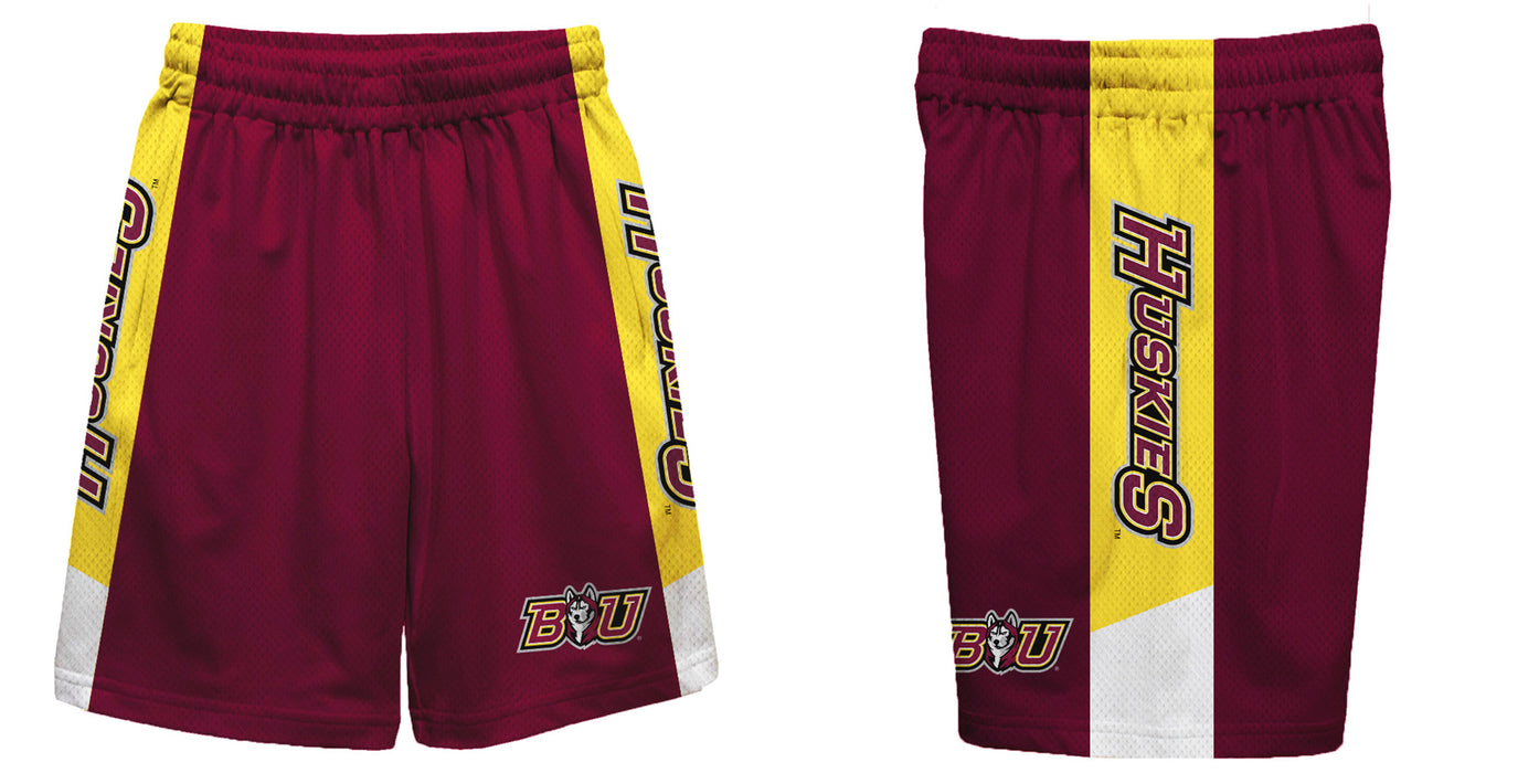 Bloomsburg Huskies Vive La Fete Game Day Maroon Stripes Boys Solid Yellow Athletic Mesh Short - Vive La Fête - Online Apparel Store