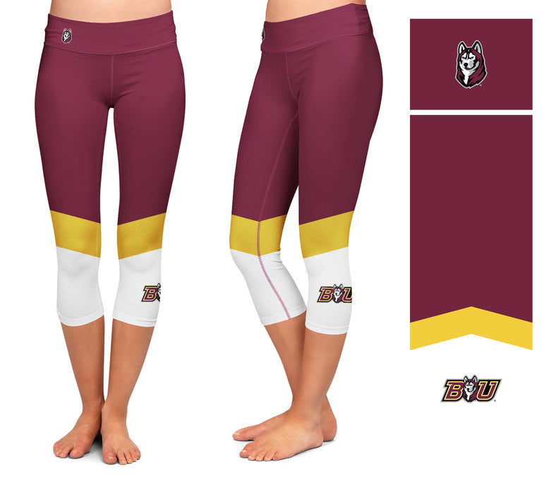 Bloomsburg University Huskies Vive La Fete Game Day Collegiate Ankle Color Block Girls Maroon White Capri Leggings - Vive La Fête - Online Apparel Store