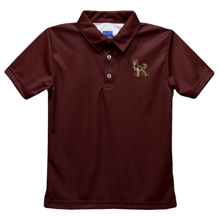 Bloomsburg University Huskies Embroidered Maroon Short Sleeve Polo Box