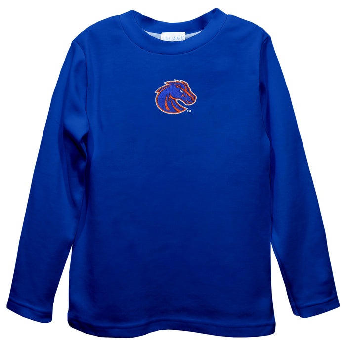 Boise State University Broncos Embroidered Royal Long Sleeve Boys Tee Shirt