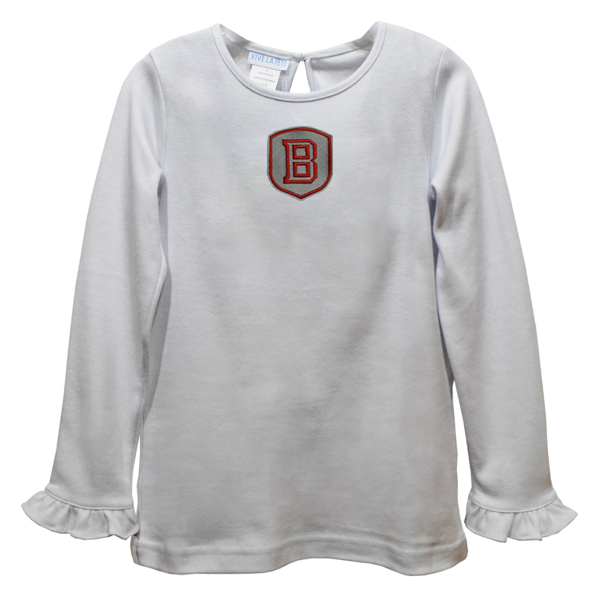 Bradley University Braves Embroidered White Long Sleeve Button