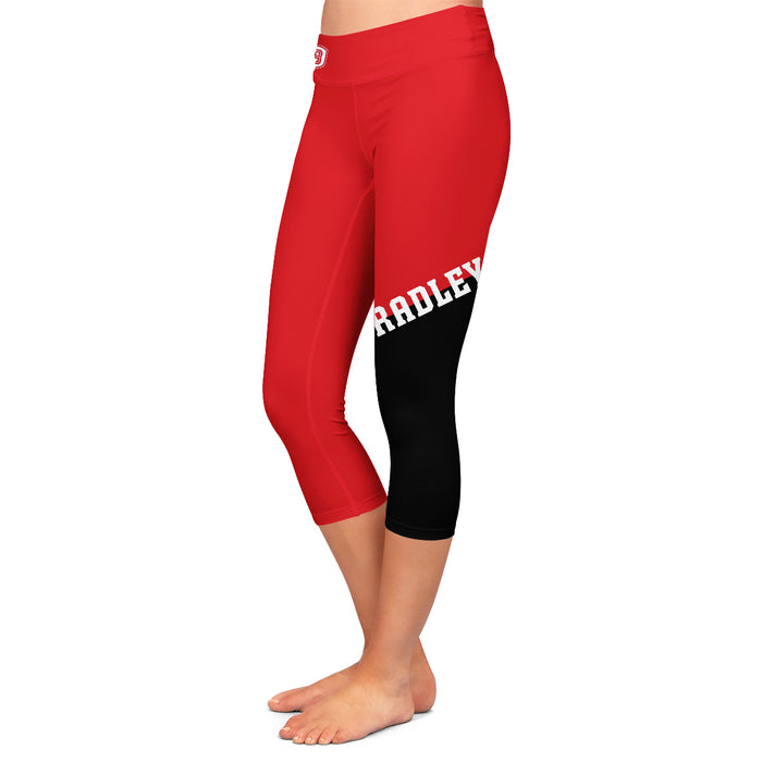 Bradley Braves Vive La Fete Game Day Collegiate Leg Color Block Women Red Black Capri Leggings - Vive La Fête - Online Apparel Store