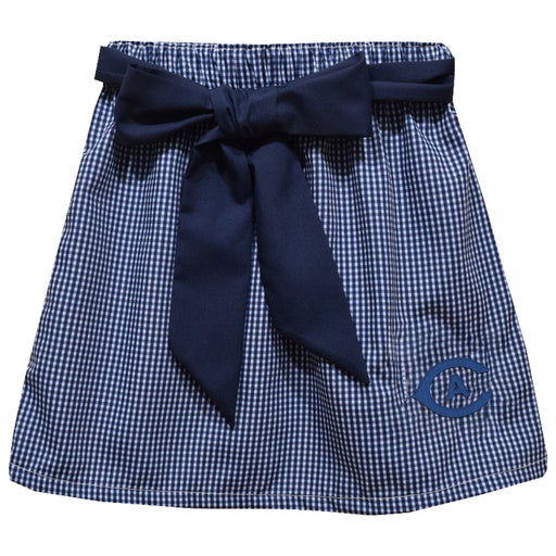 UC Davis Aggies Embroidered Navy Gingham Skirt With Sash