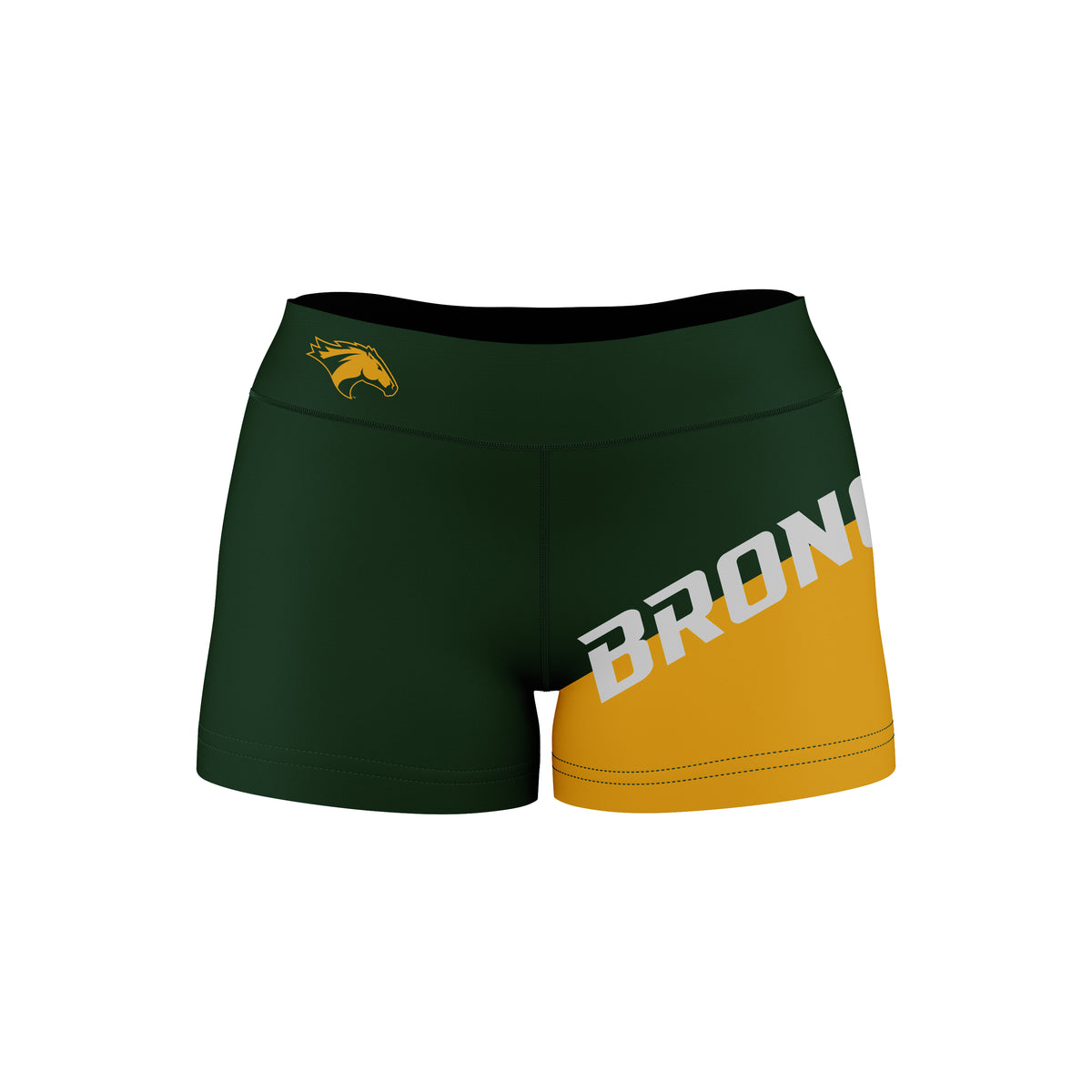 Cal Poly Pomona Broncos Vive La Fete Game Day Collegiate Leg Color Block Women Green Gold Optimum Yoga Short S