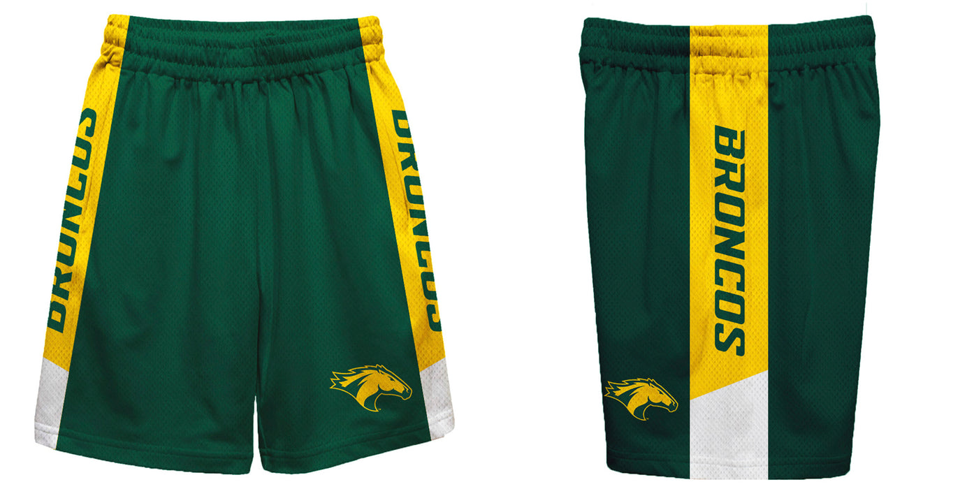 Cal Poly Pomona Broncos Vive La Fete Game Day Green Stripes Boys Solid Gold Athletic Mesh Short - Vive La Fête - Online Apparel Store