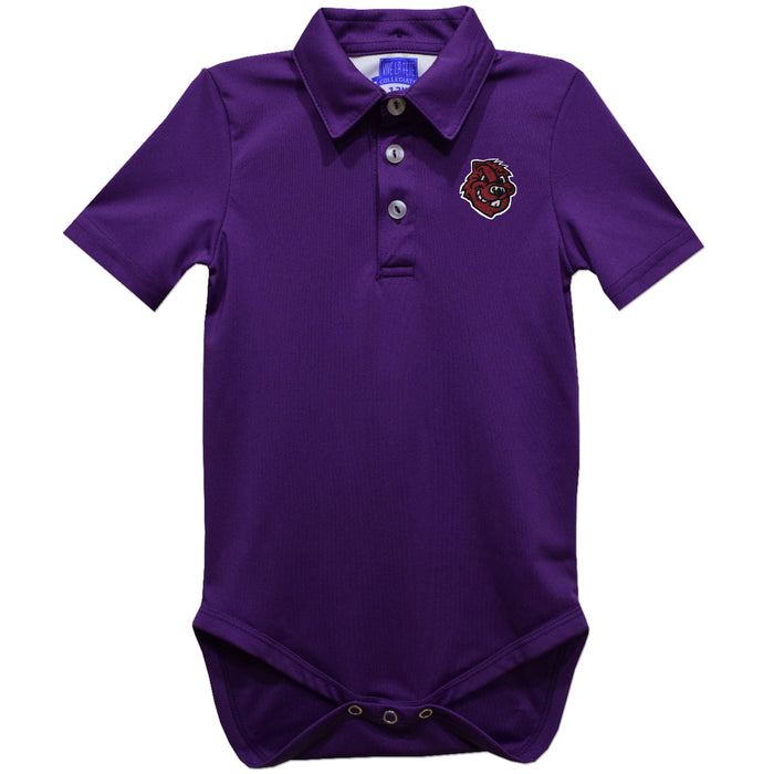 City College of New York Beavers Embroidered Purple Solid Knit Polo Onesie