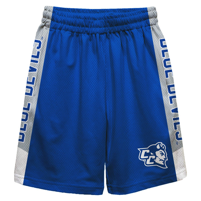 CCSU Blue Devils Vive La Fete Game Day Blue Stripes Boys Solid Gray Athletic Mesh Short