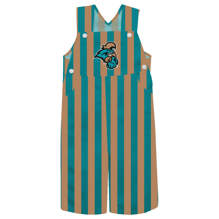 Coastal Carolina Chanticleers CCU Vive La Fete Teal Gold Stripes Logo Boys Overall Team Bibs