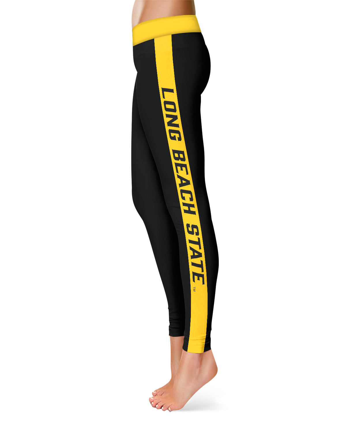 Vive La Fete Women's Black/Gold Cal State Long Beach The Plus Size Side Stripe Yoga Leggings Size:3XL